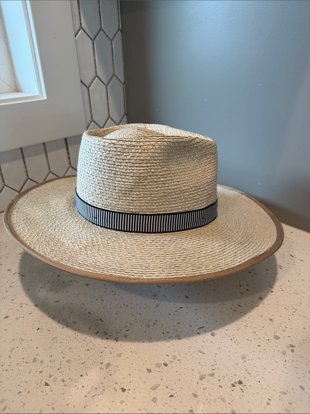 Brixton Natural Jo Rancher Straw Hat with Black white Band size M - Picture 3 of 7